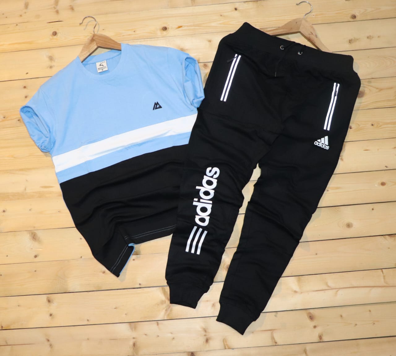 Men Round Neck Half Sleeve Track Pants And T Shirt Combo